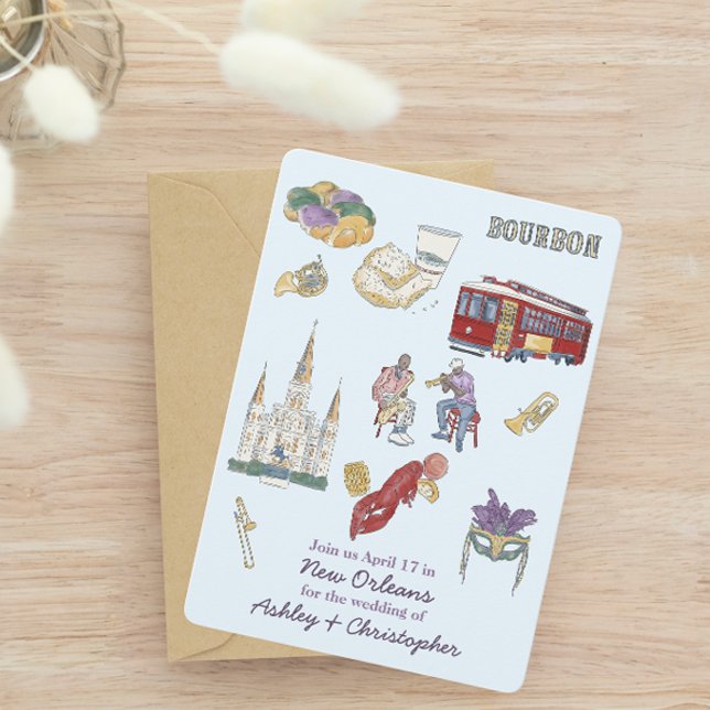 New Orleans Watercolor Wedding  Save The Date (Creator Uploaded)