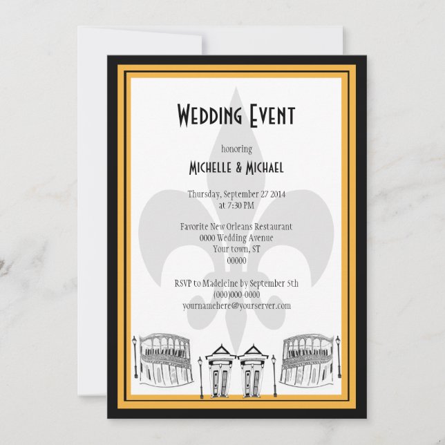 New Orleans Wedding Event Invite (Front)