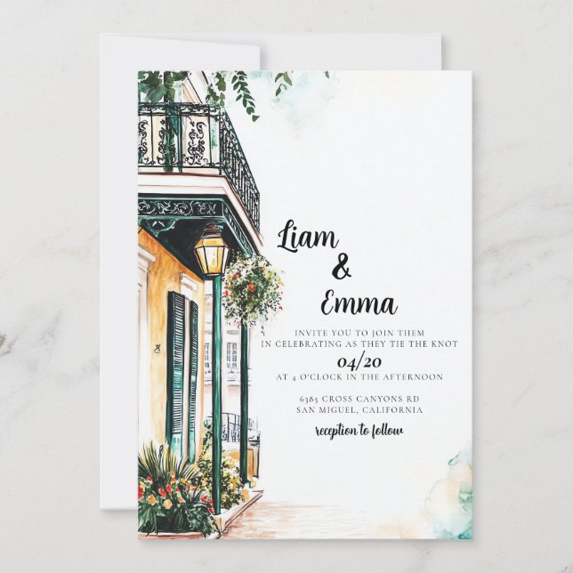 New Orleans Wedding Invitation (Front)