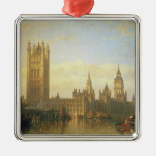 New Palace of Westminster from the River Thames Metal Tree Decoration