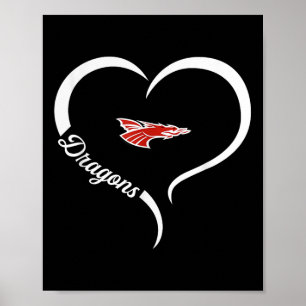 New Palestine Dragons Logo Half Heart Slogan Hs Poster