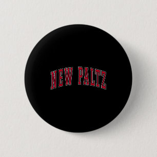 New Paltz New York Souvenir College Style Red Text 6 Cm Round Badge