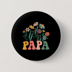 New Papa Wildflower First Birthday &amp; Baby Show 6 Cm Round Badge