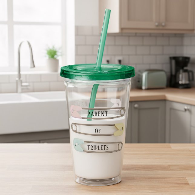 New Parent Triplet Baby Diaper Pin Acrylic Tumbler (You can change the text to your name and your babies)