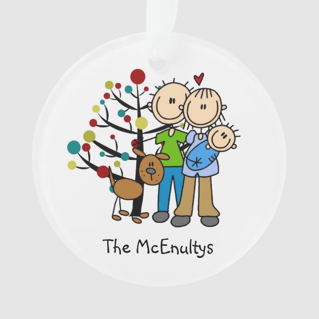 New Parents of a Baby Boy and Dog Ornament (Front)