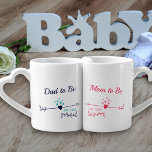 New Parents to Be Mum and Dad His and Hers Coffee Mug Set<br><div class="desc">Modern hearts and arrows design in pink and blue - ideal for new parents to be. Mum to Be and Dad to Be are lettered in modern script, with a cute Cupid's arrow, exploding with love hearts. All the wording is editable and you can add the year that the expecting...</div>