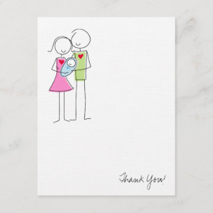 New Parents with Baby Boy - Thank You Card
