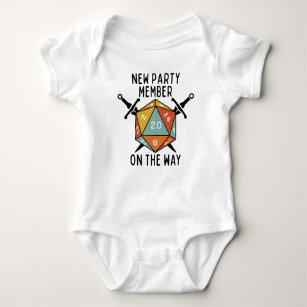 New Party Member On The Way Vintage Dice Baby Bodysuit