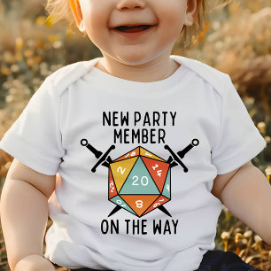 New Party Member On The Way Vintage Dice Baby Bodysuit