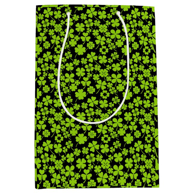 New pattern.Clover leaves 01 Black BG Medium Gift Bag (Front)