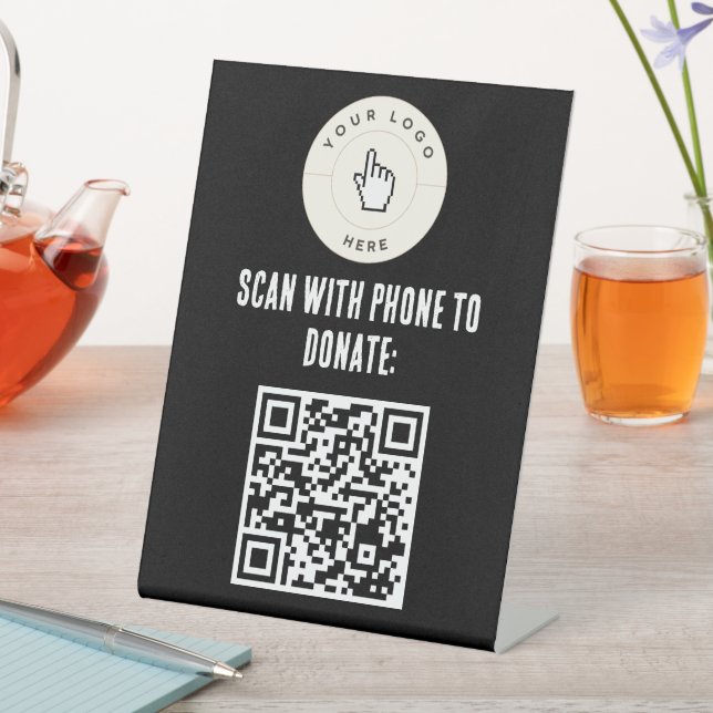 NEW! Pedestal Sign - 6" X 8" - QR Code Donate (In SItu)