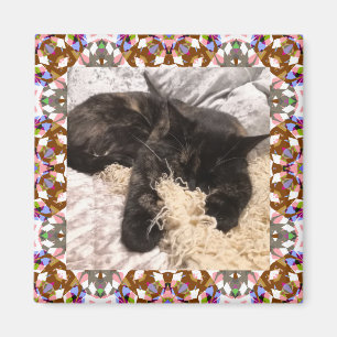 New Pet Brown Grey Christmas Square Frame Magnet
