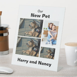 New Pet custom 4 Photo Collage Pedestal Sign