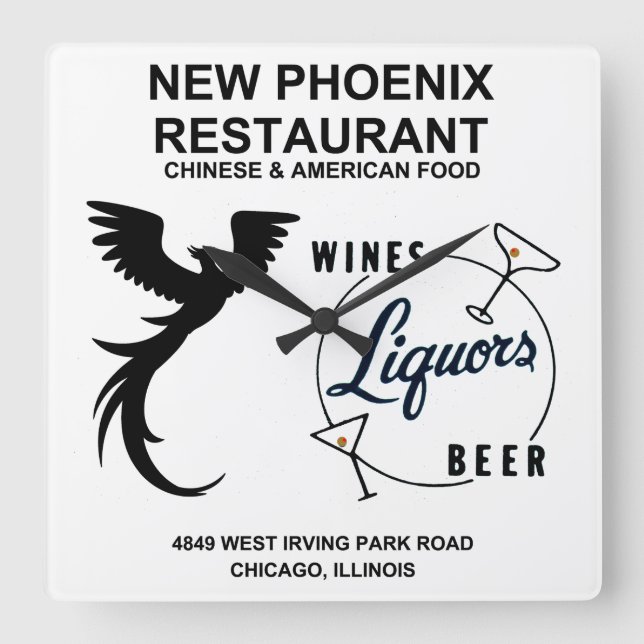 New Phoenix Restaurant, Chicago, IL Square Wall Clock (Front)