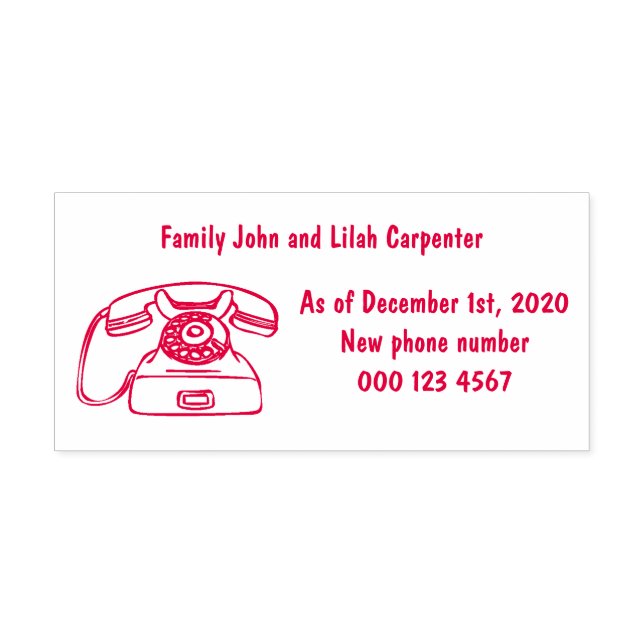 new phone number self-inking stamp (Design)