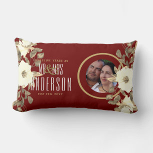 NEW PHOTO Wedding Anniversary ANY Milestone Floral Lumbar Cushion