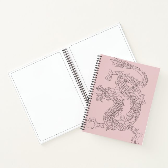 New Pink Chinese Dragon Sketchbook Notebook (Inside)