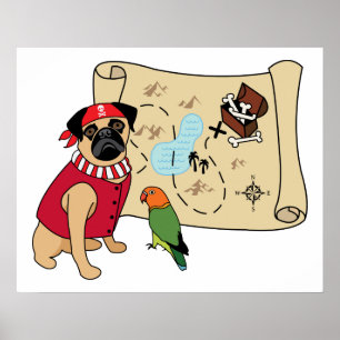 NEW!  Pirate Pug Design - Add your own caption. Poster