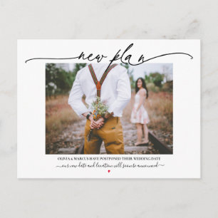 New Plan Calligraphy  Wedding Postponement Postcard