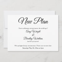 "New Plan" Elegant Postponed Wedding Announcement