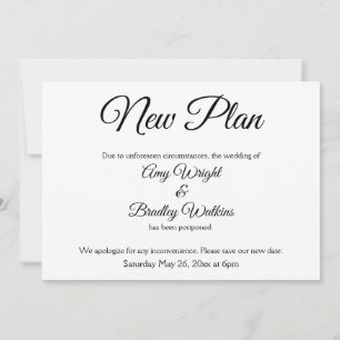 "New Plan" Elegant Postponed Wedding Announcement