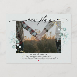 New Plan Photo Calligraphy Wedding Eucalyptus Postcard