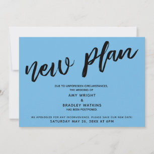 New Plan Postponed Wedding Classic Blue Card