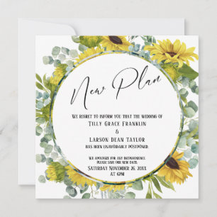 New Plan Watercolor Floral Postponed Wedding Card