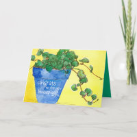 New Plant Congratulations Blue Clay Pot Sunlight