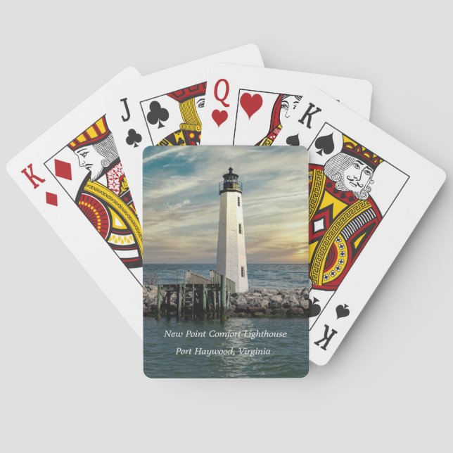 New Point Comfort Lighthouse Sunrise Playing Cards (Back)