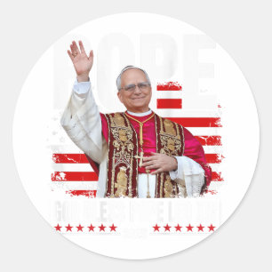 New Pope Leo Xiv Catholic Gifts Catholics (on Back Classic Round Sticker