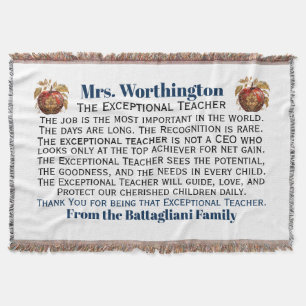 NEW Popular EXCEPTIONAL Teacher Thank You Throw Blanket