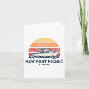 New Port Richey Fl Vintage Boating 70s Retro Boat Card