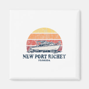New Port Richey Fl Vintage Boating 70s Retro Boat  Magnet