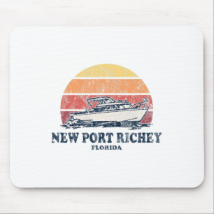 New Port Richey Fl Vintage Boating 70s Retro Boat  Mouse Pad