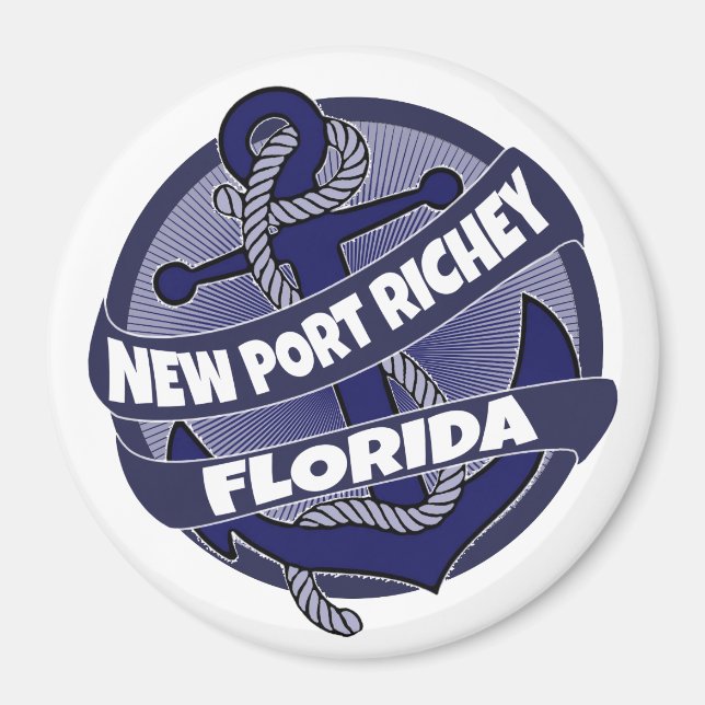 New Port Richey Florida anchor swirl magnet (Front)