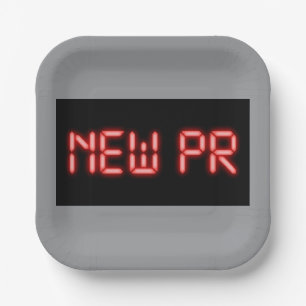 New PR Running Milestone Red Neon Digital Effect Paper Plate