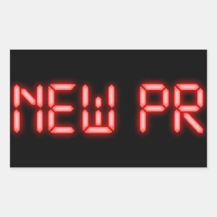 New PR Running Milestone Red Neon Digital Effect Rectangular Sticker