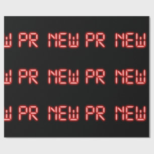 New PR Running Milestone Red Neon Digital Effect  Wrapping Paper