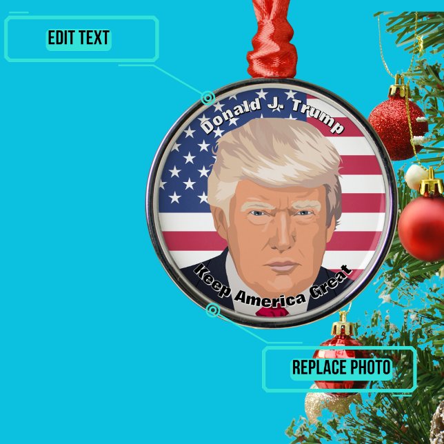 New President Donald J. Trump Commemorative Metal Tree Decoration (Please enjoy our design and see the others in the collection.)