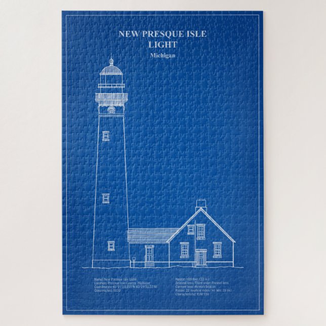 New Presque Isle Lighthouse - Michigan - AD Jigsaw Puzzle (Vertical)