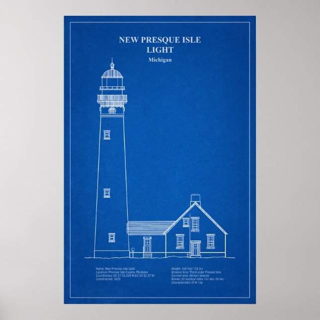 New Presque Isle Lighthouse - Michigan - AD Poster (Front)