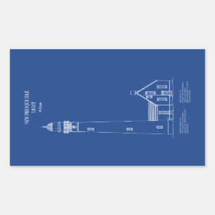 New Presque Isle Lighthouse - Michigan - AD Rectangular Sticker