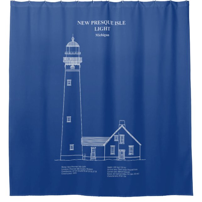 New Presque Isle Lighthouse - Michigan - AD Shower Curtain (Front)