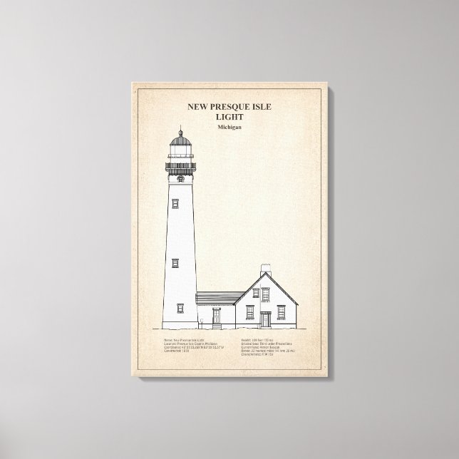 New Presque Isle Lighthouse - Michigan - SBD Canvas Print (Front)