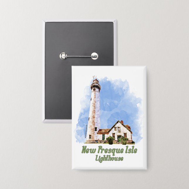 New Presque Isle Lighthouse Watercolor - Michigan (Front/Back)