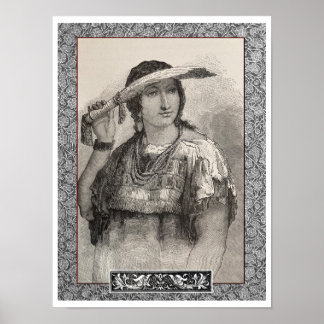 NEW PRINT c 1800s NATIVE AMERICAN WOMAN