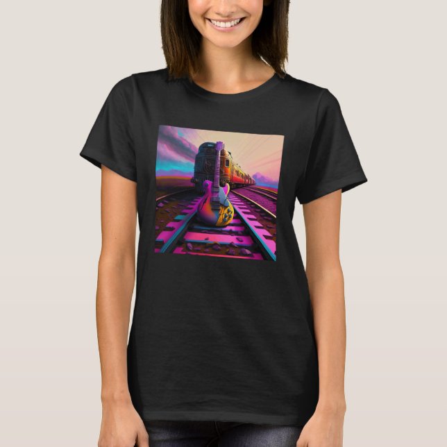 New Psychedelia Psychedelic Guitar Train T-Shirt (Front)