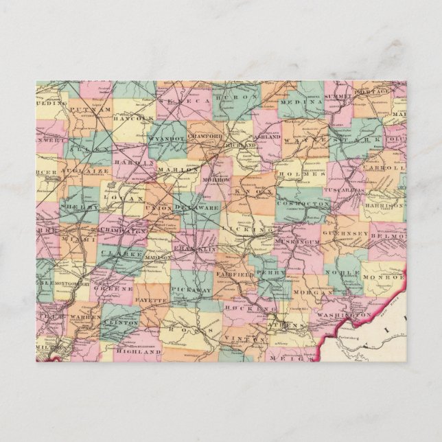 New rail road map of the State of Ohio Postcard (Front)