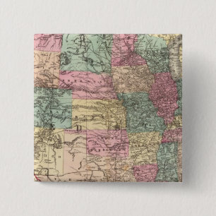 New rail road map of the United States 15 Cm Square Badge